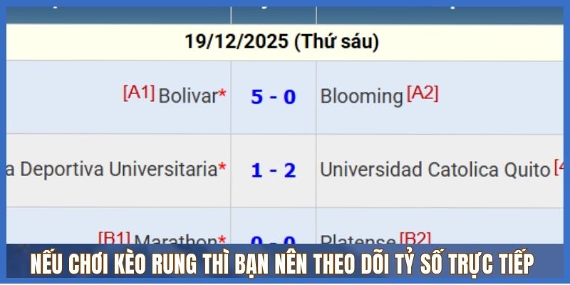 Nếu chơi kèo rung thì bạn nên theo dõi tỷ số trực tiếp Nếu chơi kèo rung thì bạn nên theo dõi tỷ số trực tiếp